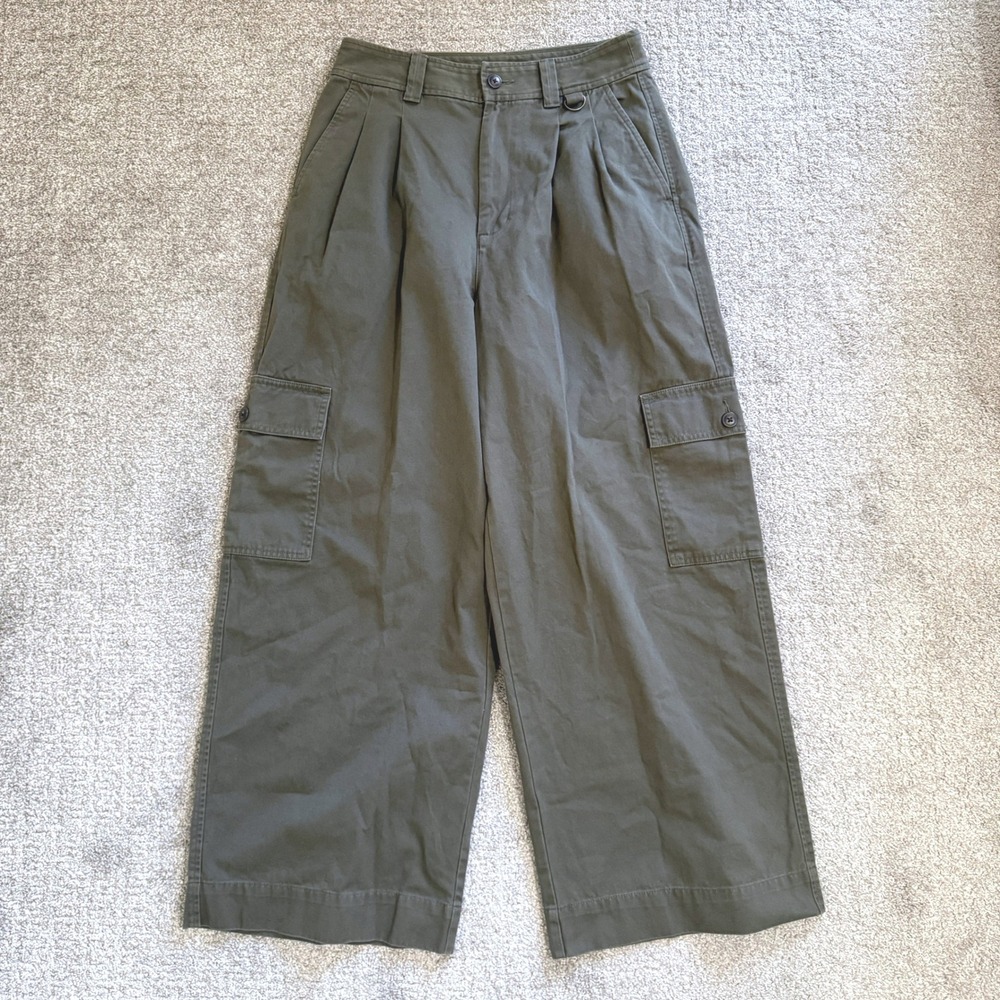 Madewell Harlow Wide Leg Cargo Pant Olive Green Sz 6 Utility Army Gorpcore Chic - Picture 2 of 14